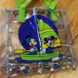 Vintage Disney Mickey Mouse Vinyl Tote Bag Purse Clear 90s Beach
